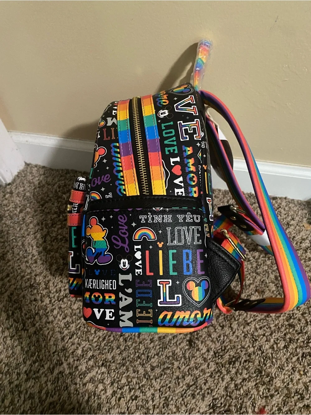 Loungefly Rainbow Love Graphic Mini Backpack - Black Multicolor